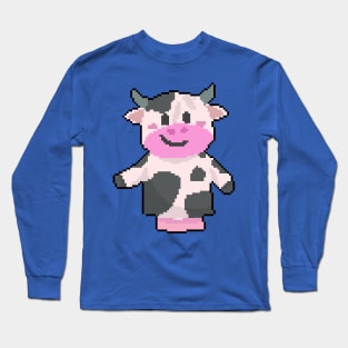Moo-velous Chic: Pixelated Cow Illustration for Stylish Apparel Long Sleeve T-Shirt